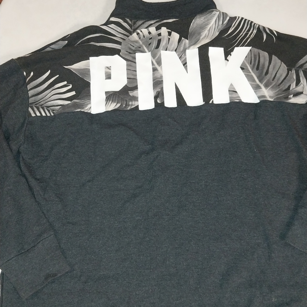 Gray PINK Quarter-Zip Pullover